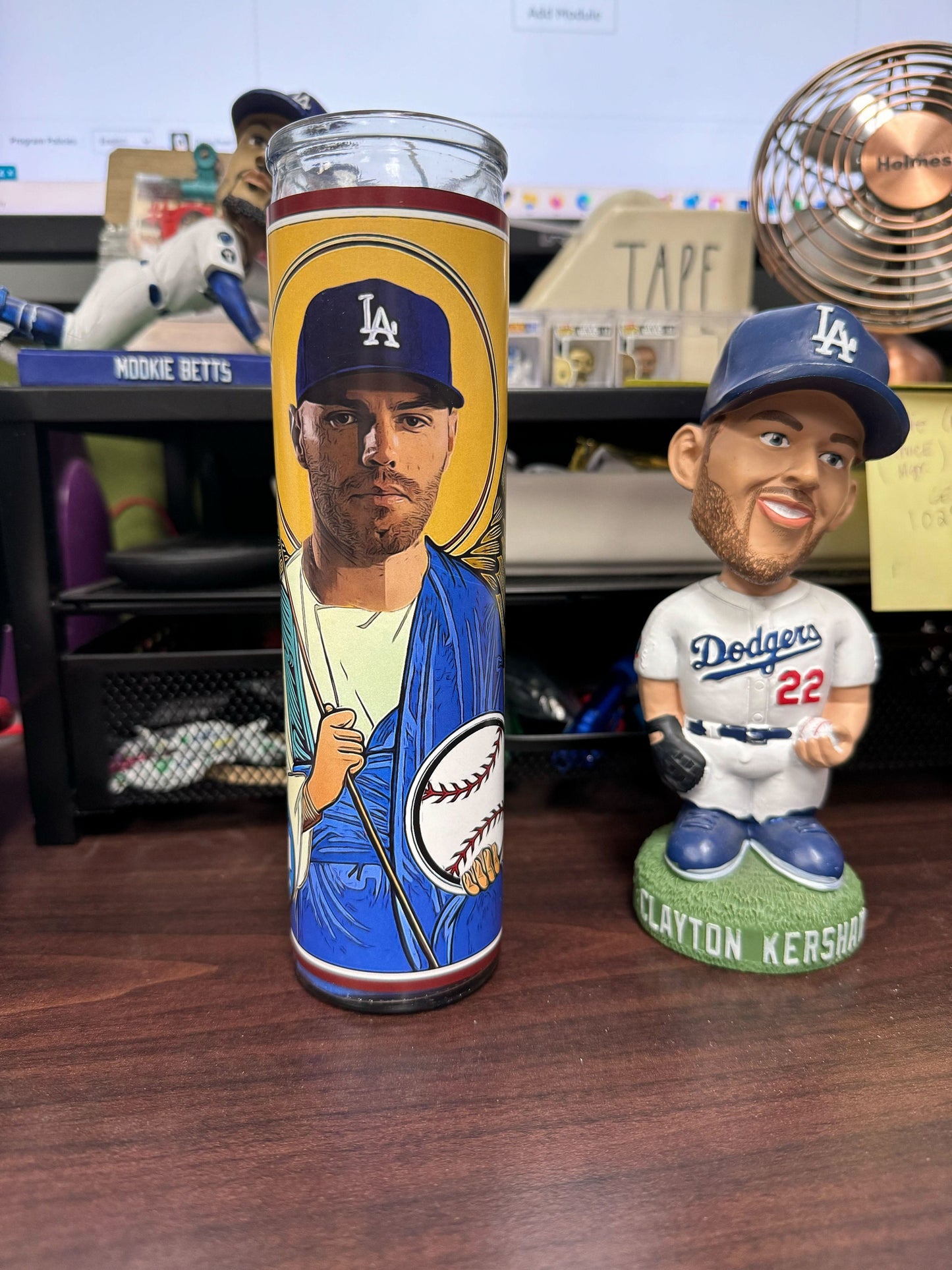Dodgers Prayer Candle – Betts, Freeman, Hernández (x2), Rojas, Edman, Pages | Handmade Los Angeles Dodgers Fan Gift | Baseball Decor