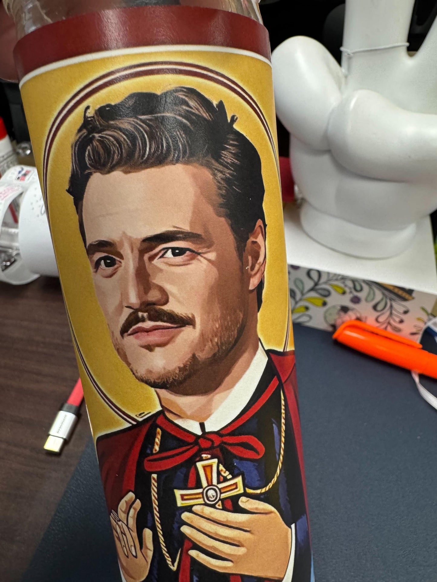 Saint Pedro Pascal Prayer Candle – Two Iconic Designs for Fans of The Mandalorian, The Last of Us, and More!