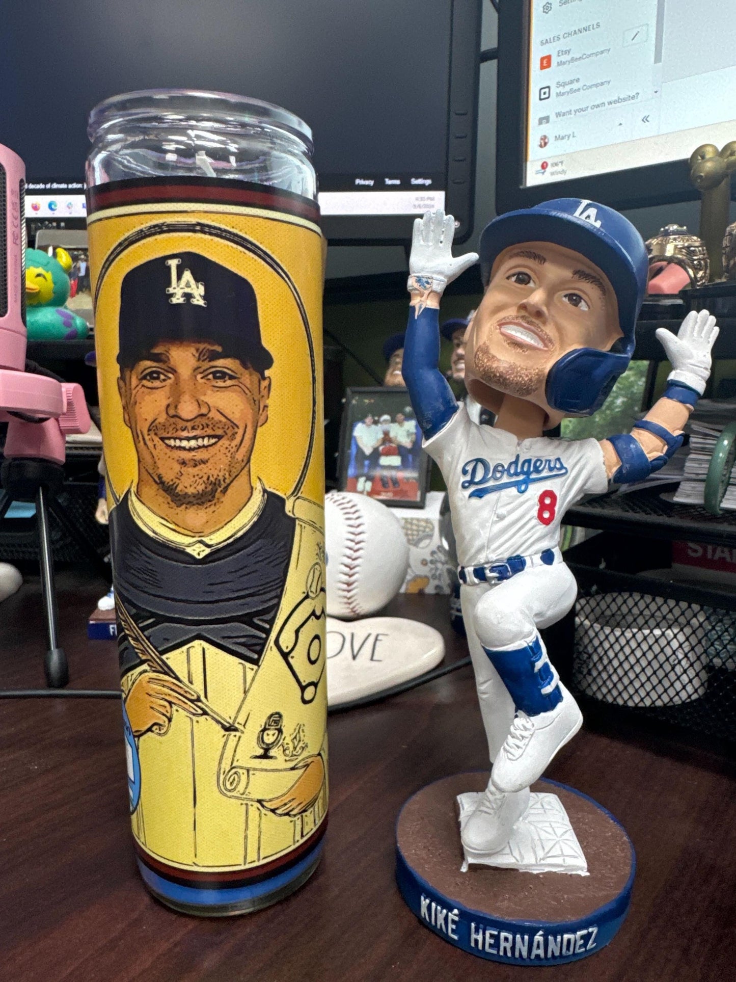 Dodgers Prayer Candle – Betts, Freeman, Hernández (x2), Rojas, Edman, Pages | Handmade Los Angeles Dodgers Fan Gift | Baseball Decor