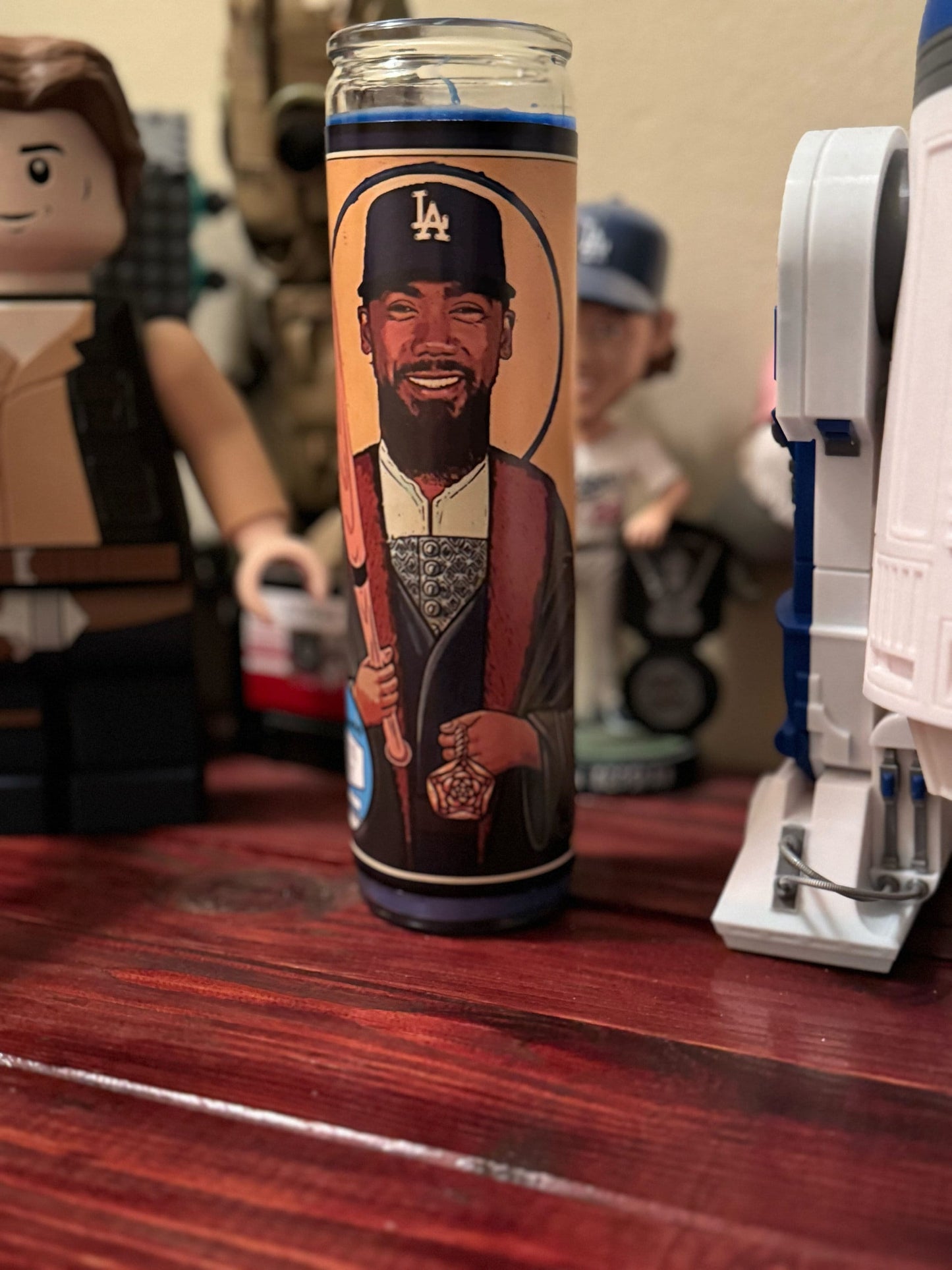 Dodgers Prayer Candle – Betts, Freeman, Hernández (x2), Rojas, Edman, Pages | Handmade Los Angeles Dodgers Fan Gift | Baseball Decor