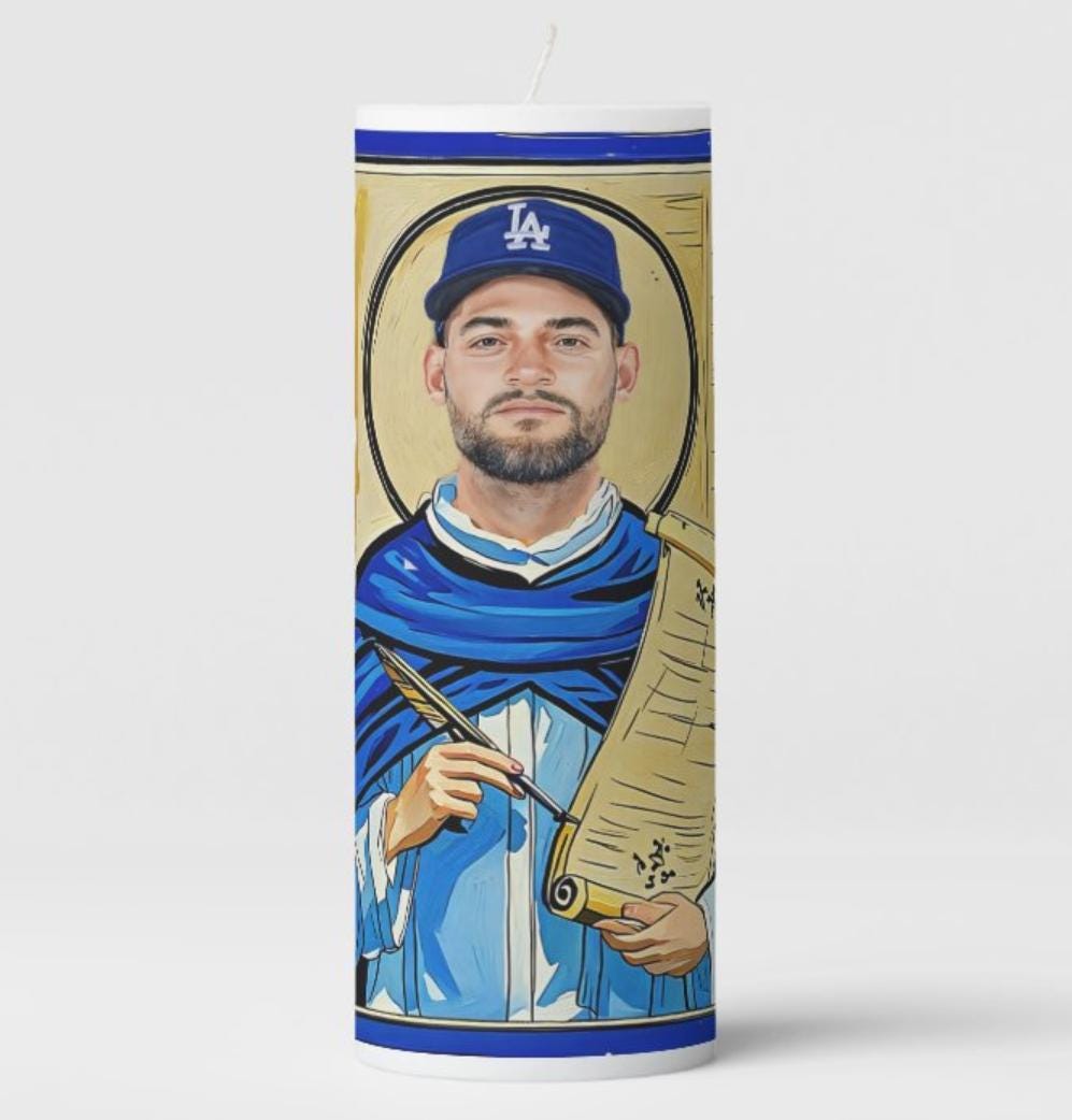 Dodgers Prayer Candle – Betts, Freeman, Hernández (x2), Rojas, Edman, Pages | Handmade Los Angeles Dodgers Fan Gift | Baseball Decor