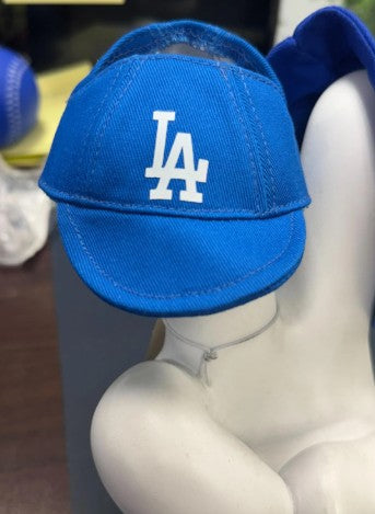 Dodgers-themed Labubu dolls with blue crew caps, uniforms, and baseball player-inspired accessories