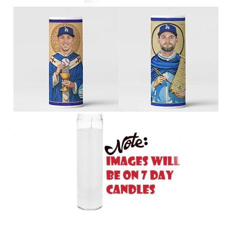 Dodgers Prayer Candle – Betts, Freeman, Hernández (x2), Rojas, Edman, Pages | Handmade Los Angeles Dodgers Fan Gift | Baseball Decor