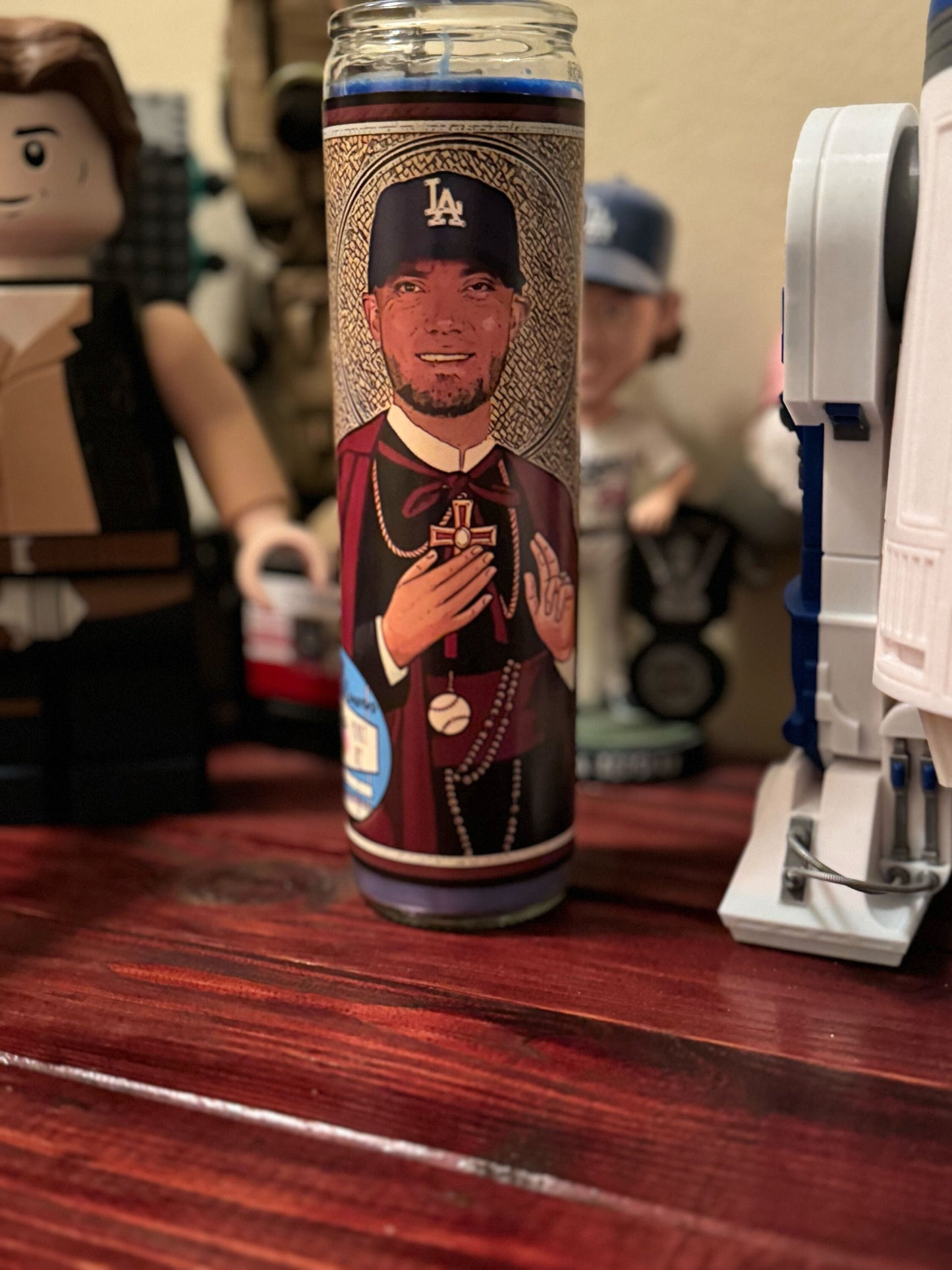 Dodgers Prayer Candle – Betts, Freeman, Hernández (x2), Rojas, Edman, Pages | Handmade Los Angeles Dodgers Fan Gift | Baseball Decor