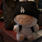 Labubu doll-sized Dodgers beanie hat, available in black or white, collectible accessory
