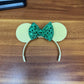Custom color mouse ears headband accessory for Labubu or PopMart dolls, includes bow and tab