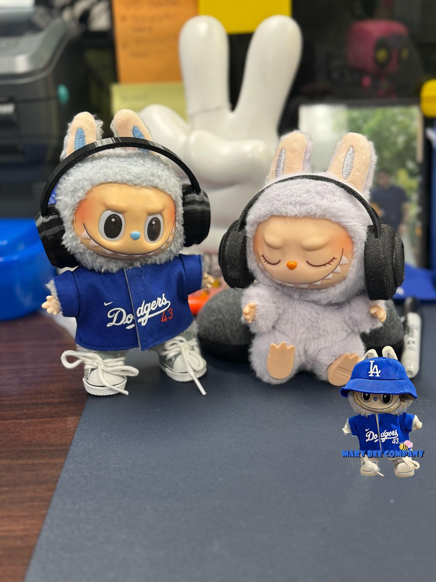 Cute mini tech headphones designed to fit Labubu dolls for fun and stylish setups