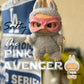 Labubu superhero doll Salty in pink mask and fluffy costume, perfect gift for Labubu fans and kawaii collectors.
