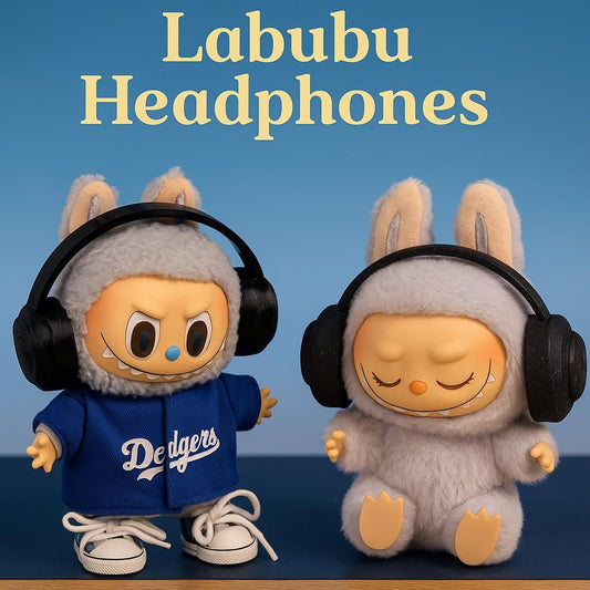 Adorable small headphones for Labubu dolls, a fun addition for doll display and photography