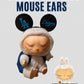 Dodger-inspired black glitter mouse ears headband for Labubu dolls, 3D printed accessory