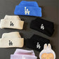 Mini LA Dodgers beanie in black or white for Labubu dolls, perfect for sports fan displays