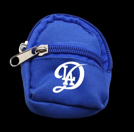 Labubu doll accessory backpack in Dodgers theme, perfect collectible for sports lovers