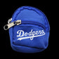 Miniature Dodgers-themed backpack for Labubu dolls, stylish accessory for baseball display