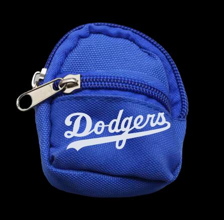Miniature Dodgers-themed backpack for Labubu dolls, stylish accessory for baseball display